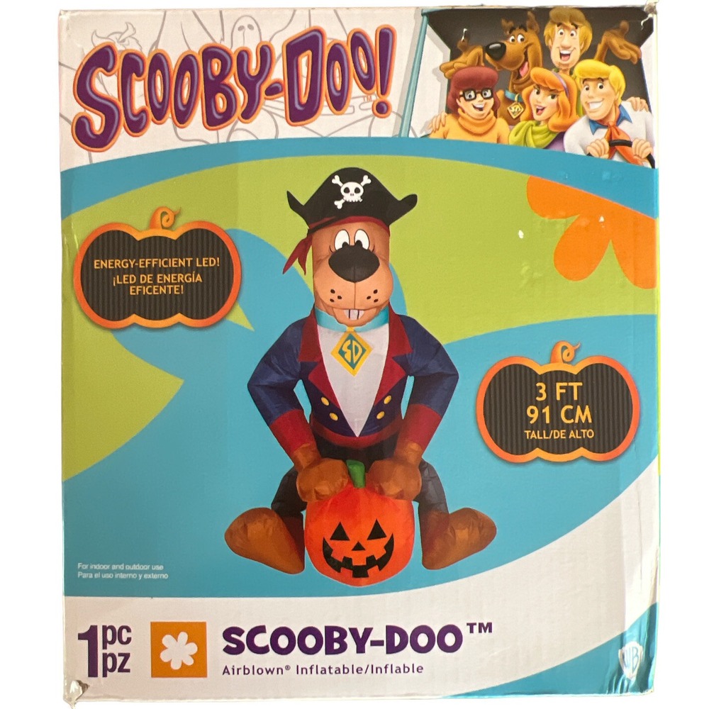3 Ft Air-Blown Inflatable Halloween Scooby Doo as Pirate Yard Decor Gemmy NEW